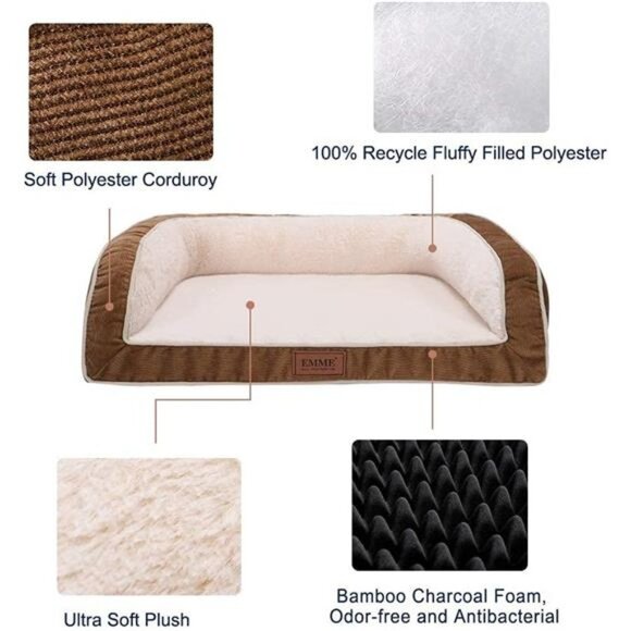 Orthopedic Dog Beds, with Egg Foam Mattress and Removable Washable Brown, Small) - Picture 2 of 6